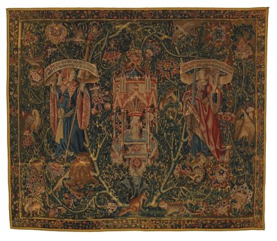 Gobelin, Sibylla Libya i Europa (jeden z zestawu sześciu Sybilli, obejmujący od 46.134 do 46.139) zwany „Rothamsted Tapestries”, wykonany we Flandrii, Tournai lub Brukseli w Belgii, ok. 1530 r. (wełna) autorstwa Belgian School
