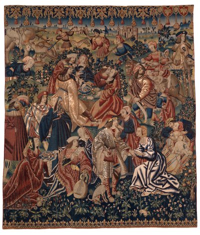Gobelin przedstawiający Obóz Cyganów, z Flandrii, ok. 1510 r. (wełna i jedwab) autorstwa Belgian School