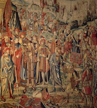 Gobelin Dawida i Betsabe: ramiona Joaba. Gobelin na podstawie rysunku Jana Van Roome wykonanego w warsztatach w Brukseli. XVI-wieczne muzeum renesansu Ecouen autorstwa Belgian School