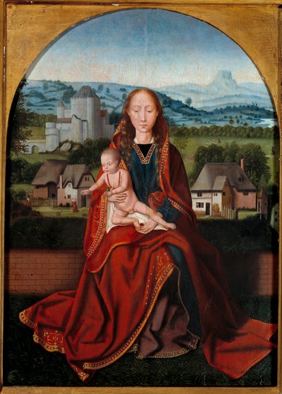 Obraz Matki Boskiej z Dzieciątkiem z XV-wiecznej szkoły antwerpskiej w Liege, Muzeum Sztuk Pięknych autorstwa Belgian School