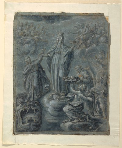 Rysunek, Recto: Koronacja Dziewicy, ok. 1630 r. autorstwa Belisario Corenzio