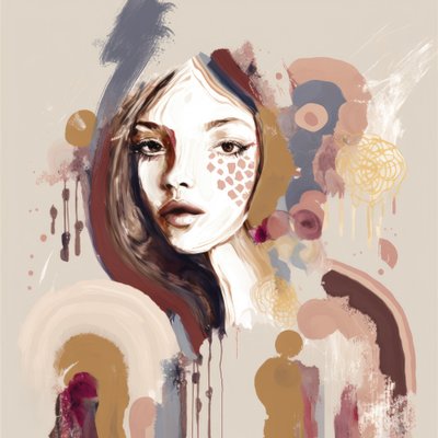 Portret kobiety w abstrakcyjnym stylu autorstwa Bella Eve
