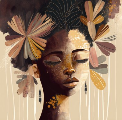 Złote kwiatowe afro autorstwa Bella Eve