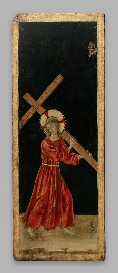 Chrystus dźwigający krzyż; Chrystus odkupiciel; Ukrzyżowanie autorstwa Benedetto Bonfigli