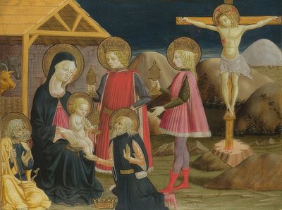 Adoracja Magów i Ukrzyżowanie. Około 1465-75 autorstwa Benedetto Bonfigli