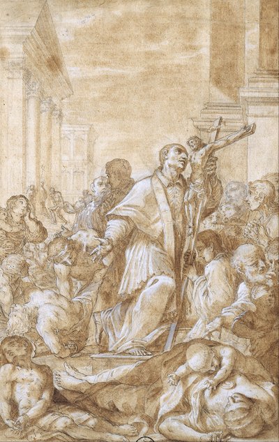 Święty Carlo Borromeo wśród chorych na dżumę autorstwa Benedetto Luti