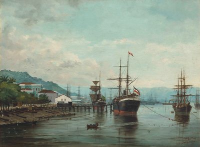 Benedito Calixto - Port Santos, SP (widoczny po lewej), 1890 r. autorstwa Benedito Calixto