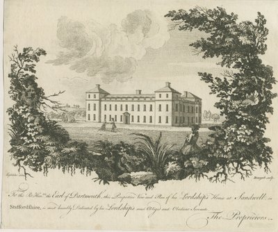 Sandwell Park - Hall: miedzioryt, bd [ok. 1770] autorstwa Benezech
