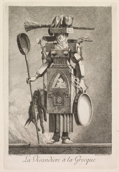 Maskarada à la Grecque: La Vivandière à la Grecque Plate 2, 1771. autorstwa Benigno Bossi