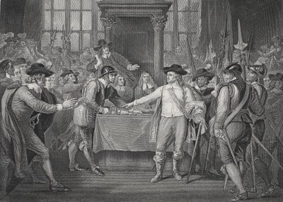 Oliver Cromwell rozwiązuje Długi Parlament autorstwa Benjamin (after) West