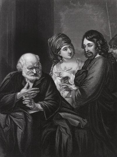 Piotr zapiera się Chrystusa (grawerunek) autorstwa Benjamin (after) West