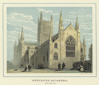 Katedra w Worcester, widok na północny zachód autorstwa Benjamin Baud