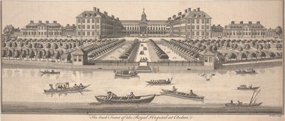 Tylna ściana Szpitala Królewskiego w Chelsea, opublikowana w 1756 r. (miedzioryt) autorstwa Benjamin Cole