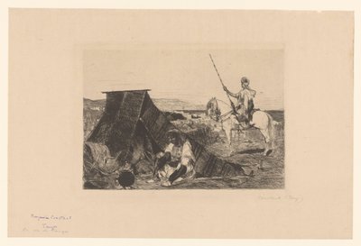 Krajobraz z namiotem i jeźdźcem Akwaforty różnych grafików z 1877 roku (tytuł serii) L