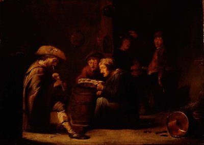 Wnętrze karczmy z dwoma śpiewakami i dudziarzem (panel) autorstwa Benjamin Gerritsz. Cuyp