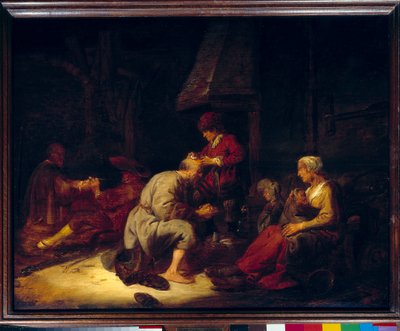 Operacja ma chirurga szkła powiększającego operującego jednego ze swoich pacjentów w głowie. Obraz Benjamina Gerritsza Cuyp autorstwa Benjamin Gerritsz. Cuyp