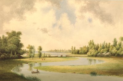 West River, New Haven, Connecticut, ok. 1854-60 (wc na papierze) autorstwa Benjamin H. Coe