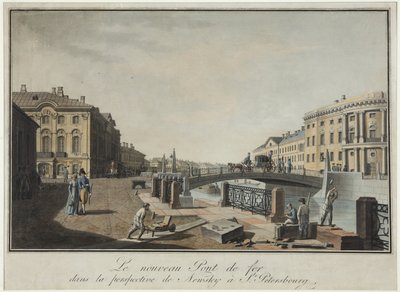 Widok na Zielony Most w Petersburgu - Benjamin Paterssen (1748-1815). Akwaforta, akwarela, po 1808 r. Państwowe Muzeum Historii Sankt Petersburga autorstwa Benjamin Patersson