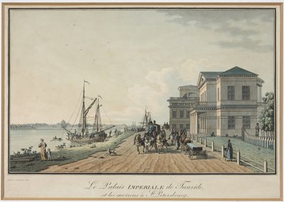 Widok Pałacu Taurydzkiego - Benjamin Paterssen (1748-1815). Akwaforta, akwarela, przed 1806. Państwowe Muzeum Historii Sankt Petersburga autorstwa Benjamin Patersson