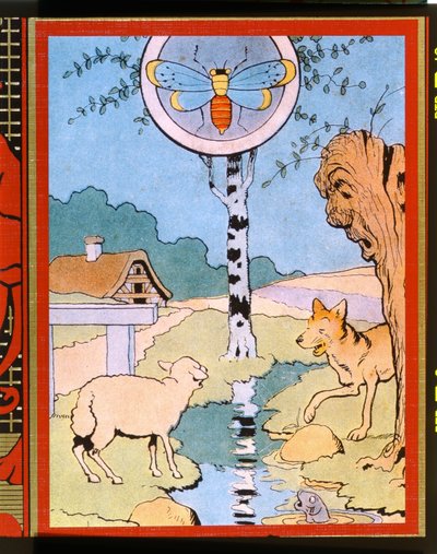 Ilustracja do Wilka i Baranka z „Bajek” Jean de La Fontaine (1621-95) (kolorowa grawerunek) autorstwa Benjamin Rabier