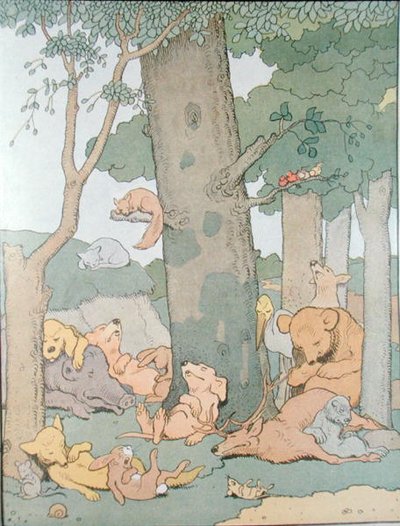 Ilustracja do albumu „Gedeon, wódz złodziei” (kolorowa grawerunek) autorstwa Benjamin Rabier