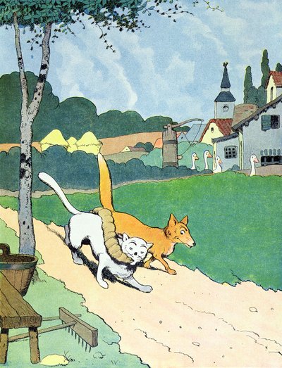 Ilustracja z „Le Roman de Renard”, c.1900 (kolor lito) autorstwa Benjamin Rabier