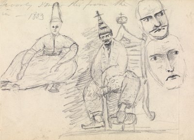 Studium dwóch siedzących mężczyzn w ich tradycyjnych strojach autorstwa Benjamin Robert Haydon