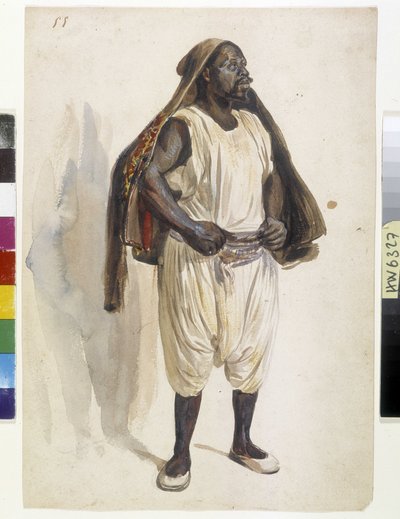 Orientaliści: przedstawienie Biskry, tragarza w Algierze (ilustracja) autorstwa Benjamin Roubaud