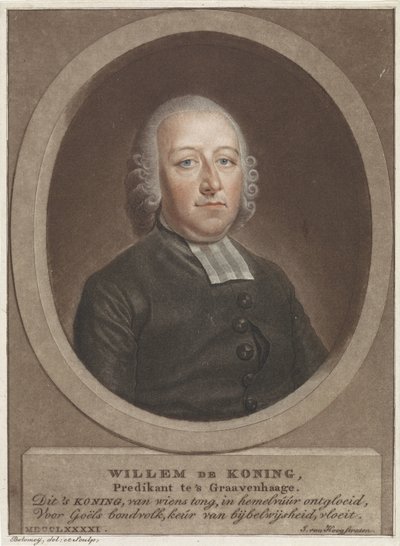 Portret pastora Willema de Koning autorstwa Benjamin Samuel Bolomey
