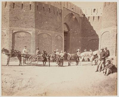 Durani Gate, Heyland Cart and Pack Mules, przedstawiające różne rodzaje siodeł jucznych, Kandahar autorstwa Benjamin Simpson