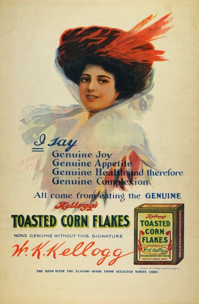 Plakat do płatków kukurydzianych Kelloggs, 1910 autorstwa Benjamin Tichtman