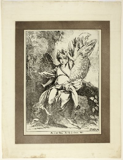 Anioł Zmartwychwstania, z pierwszego numeru Specimens of Polyautograph autorstwa Benjamin West