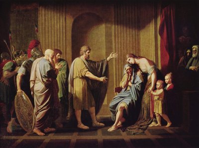 Cleombrotus skazany na banicję przez Leonidasa II, króla Sparty autorstwa Benjamin West