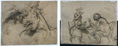Głowa krzyczącego mężczyzny (recto) Kobieta i mężczyzna Karty do gry (verso) autorstwa Benjamin West