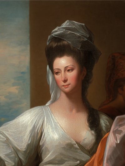 Sługa Izaaka zawiązujący bransoletkę na ręce Rebeki autorstwa Benjamin West
