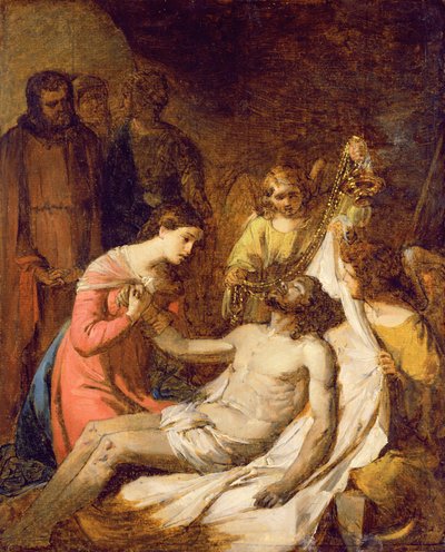 Studium Lamentacji nad zmarłym Chrystusem (olej na papierze położony na panelu) autorstwa Benjamin West