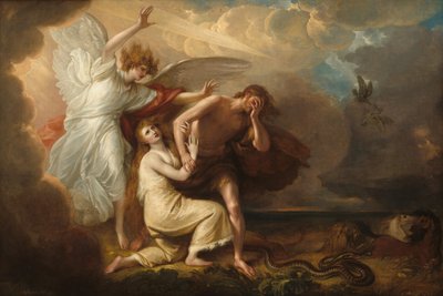 Wypędzenie Adama i Ewy z raju autorstwa Benjamin West
