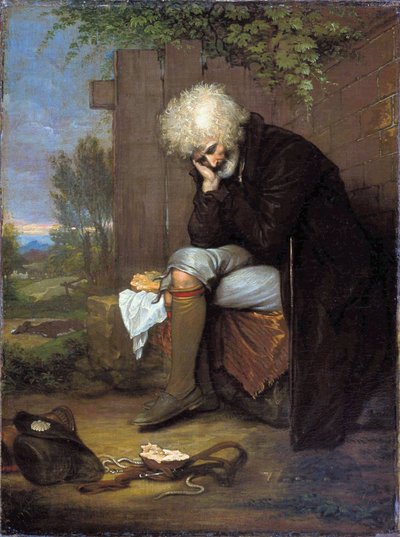 Pielgrzym opłakujący swojego zmarłego osła autorstwa Benjamin West