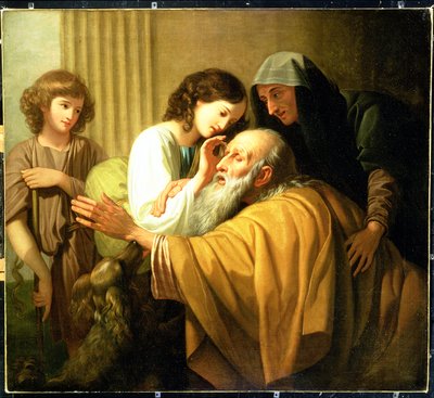 Tobiasz leczący ślepotę ojca, 1772 r. autorstwa Benjamin West