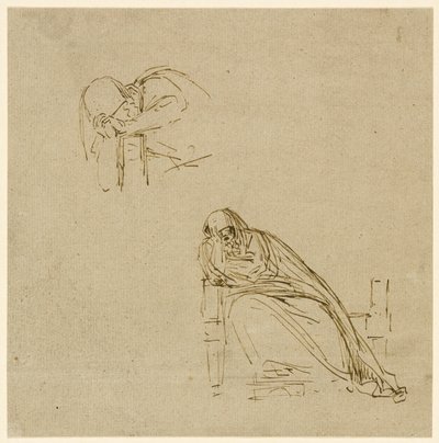 Dwa szkice płaczącej kobiety autorstwa Benjamin West