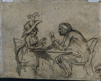 Kobieta i mężczyzna w karty do gry (verso) autorstwa Benjamin West