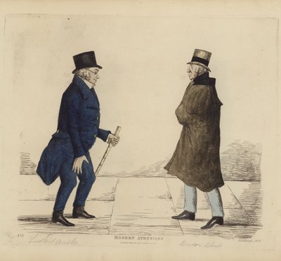 Wybitni Edynburczycy, aka Współcześni Ateńczycy, generał porucznik George R Ainslie, Bindon Blood, Esq, z Cranacher (kolorowy grawerunek) autorstwa Benjamin William Crombie