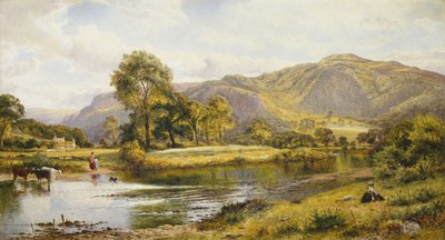 Na rzece Conwy, Północna Walia (olej na płótnie) autorstwa Benjamin Williams Leader