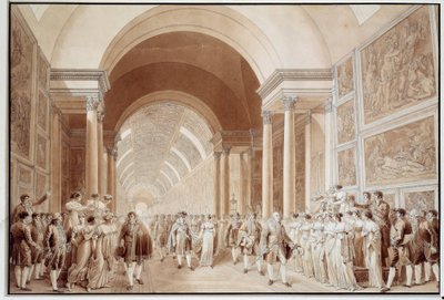 Widok orszaku weselnego Napoleona I (1769-1821) z arcyksiężną Marią Ludwiką Habsburg-Lorraine (1791-1847), 2.04.1810 w Grande Galerie du Louvre Prints by Benjamin Zix (1772-1811) 1810 wym. 0,4x0,6 m Paryż, muzeum Luwru autorstwa Benjamin Zix
