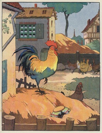 Kogucik i kury w obejściu autorstwa Benjamin Rabier