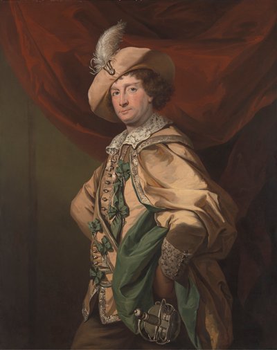 Henry Woodward jako Petruchio w Catherine and Petruchio, wersji Garricka z „Poskromienia złośnicy” autorstwa Benjamin van der Gucht