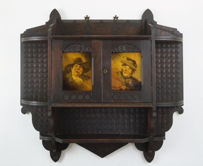 Wisząca Szafka Ścienna z Ceramicznymi Tablicami, ok. 1900 r. 1890 (czarny orzech i ceramika) autorstwa Benn Pitman