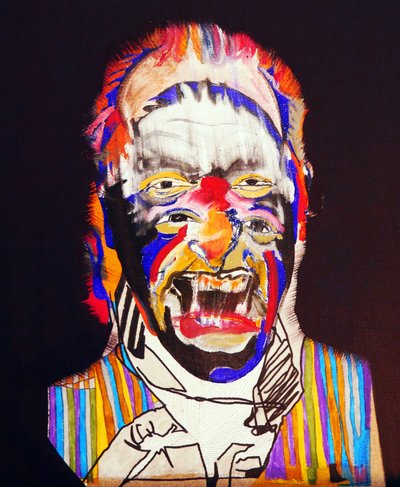 50 największych pisarzy w historii: Charles Bukowski, 2015 (olej i akryl na płótnie) autorstwa Benoit Erwann Boucherot