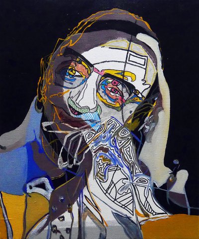 50 najważniejszych pisarzy w historii: Michel Foucault, 2015 (olej i akryl na płótnie) autorstwa Benoit Erwann Boucherot