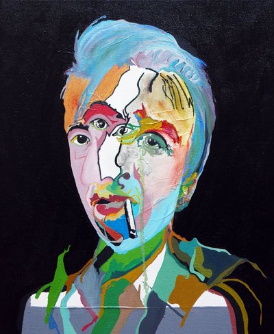 50 najważniejszych pisarzy w historii: Roland Barthes, 2015 (olej i akryl na płótnie) autorstwa Benoit Erwann Boucherot